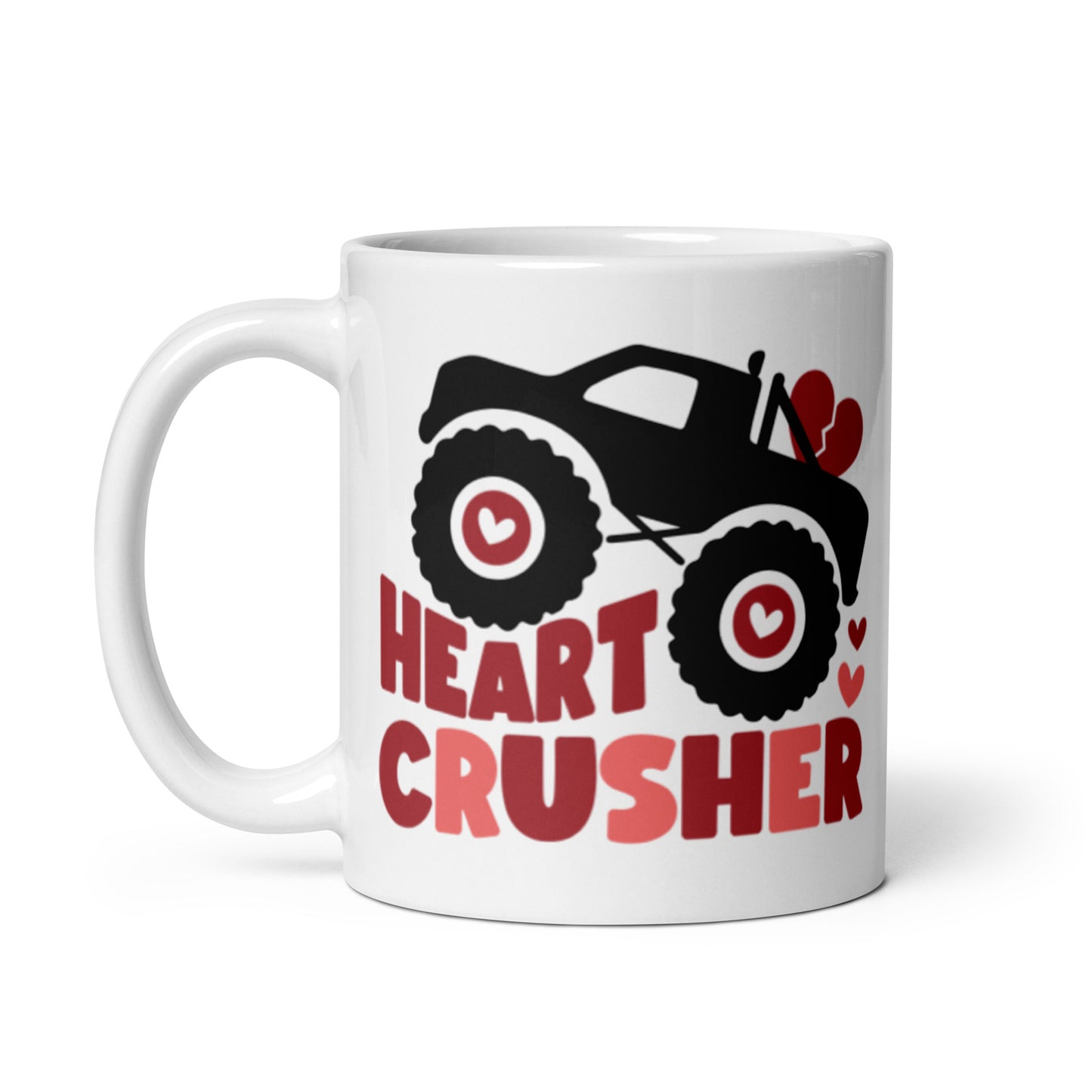 Heart Crusher White glossy mug