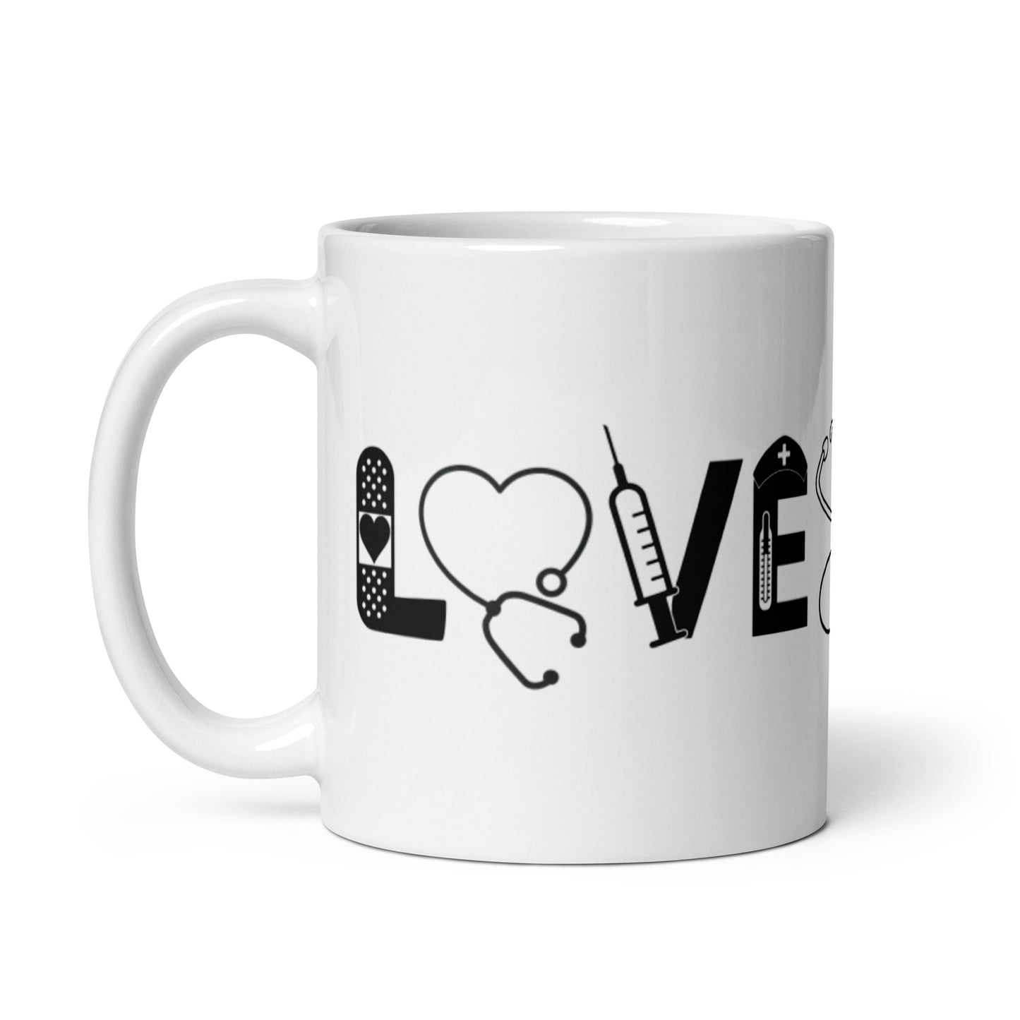 Love White glossy mug
