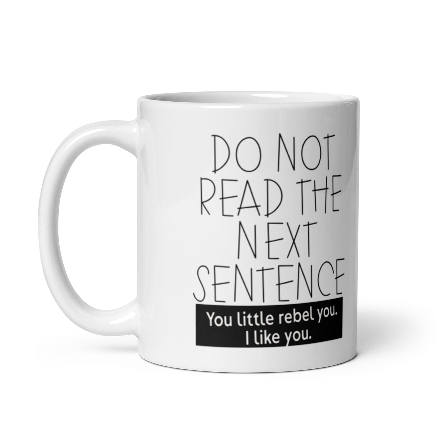 Do Not Read The NExt Sentence White glossy mug