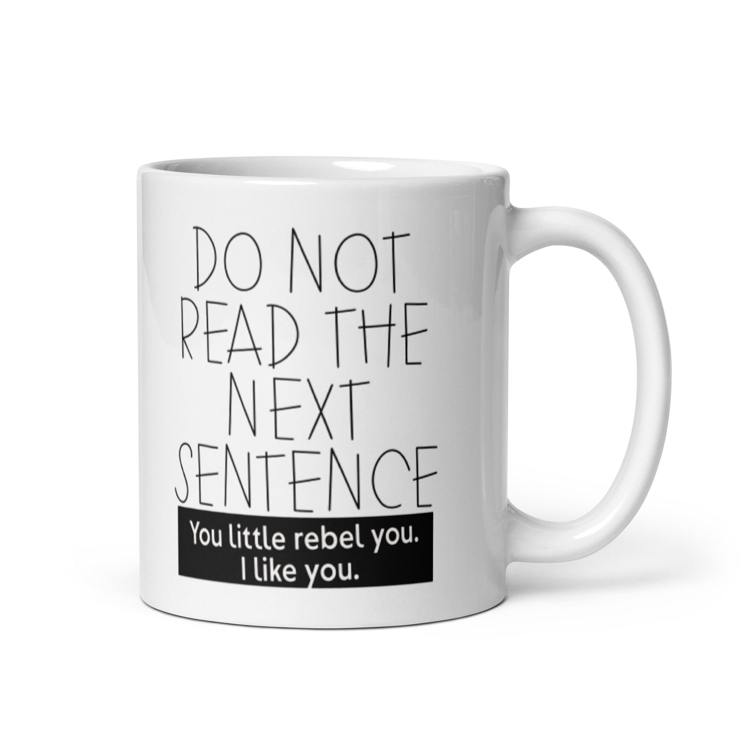 Do Not Read The NExt Sentence White glossy mug