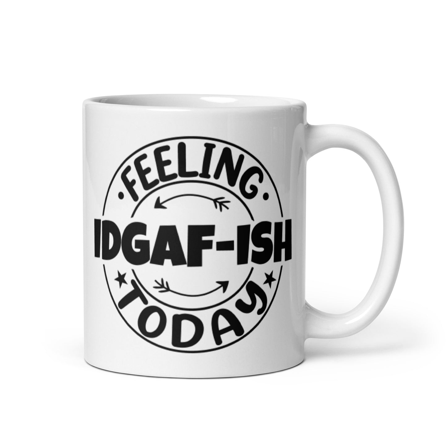 Feeling IDGAFish White glossy mug