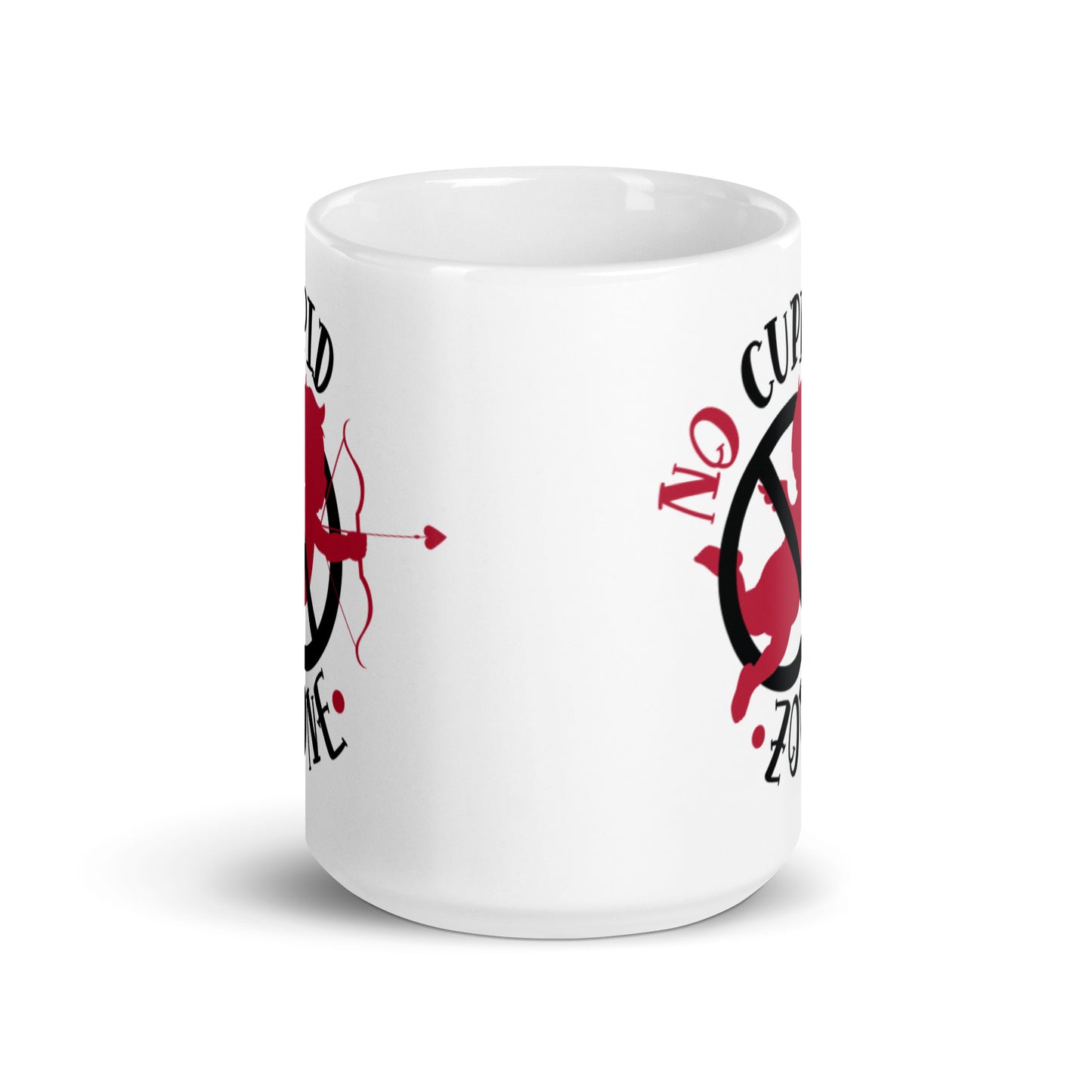 No Cupid Zone White glossy mug