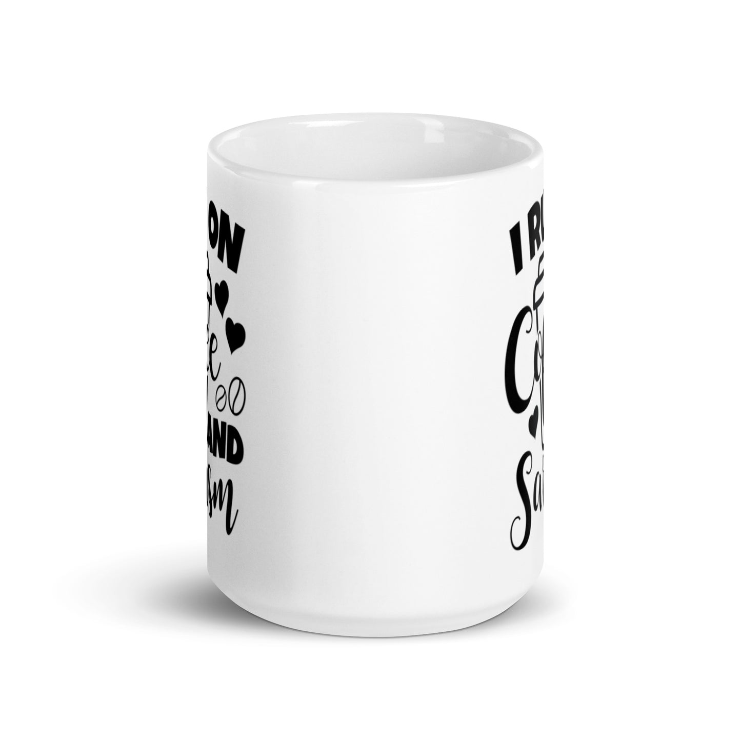 I Run On Coffee and Sarcasm White glossy mug