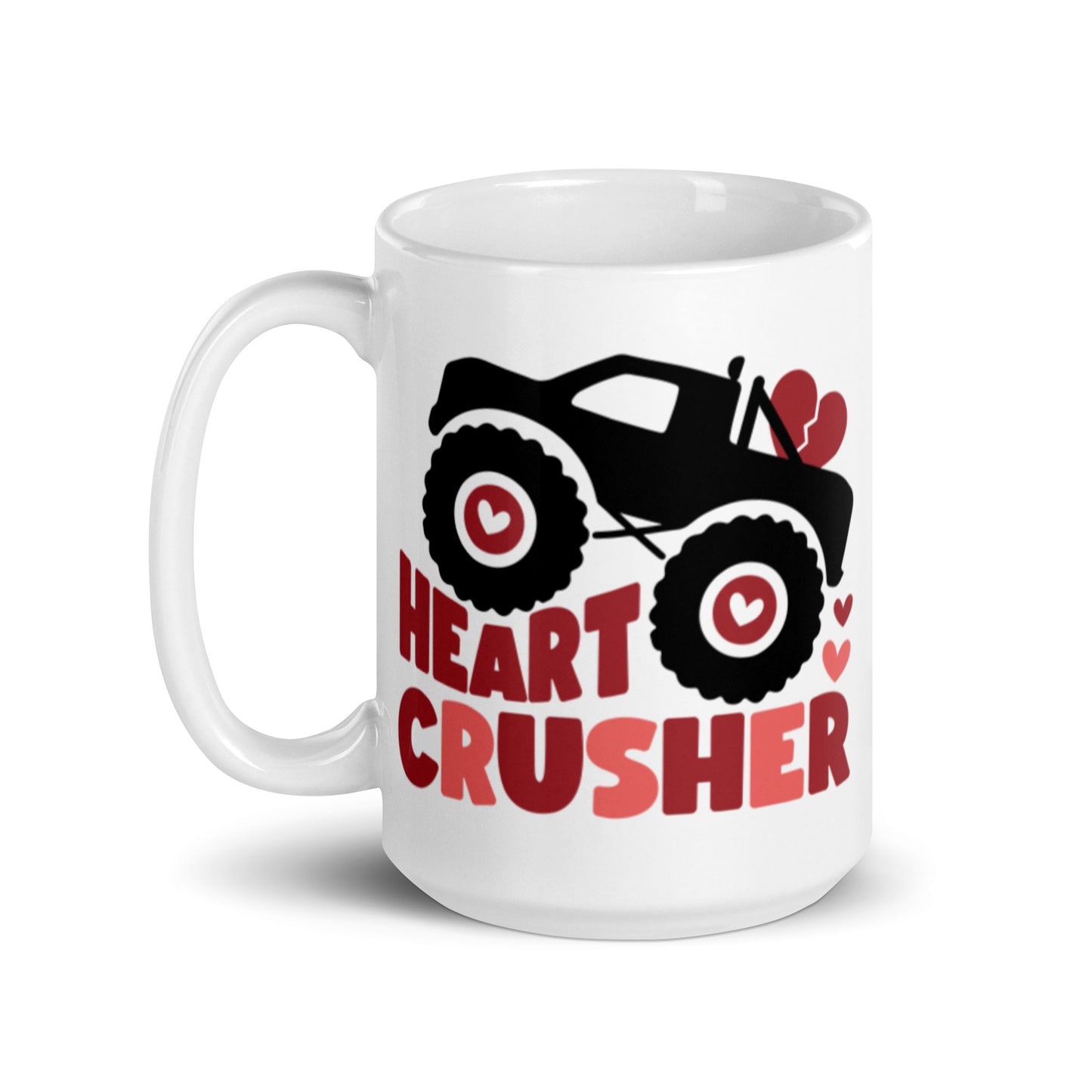 Heart Crusher White glossy mug