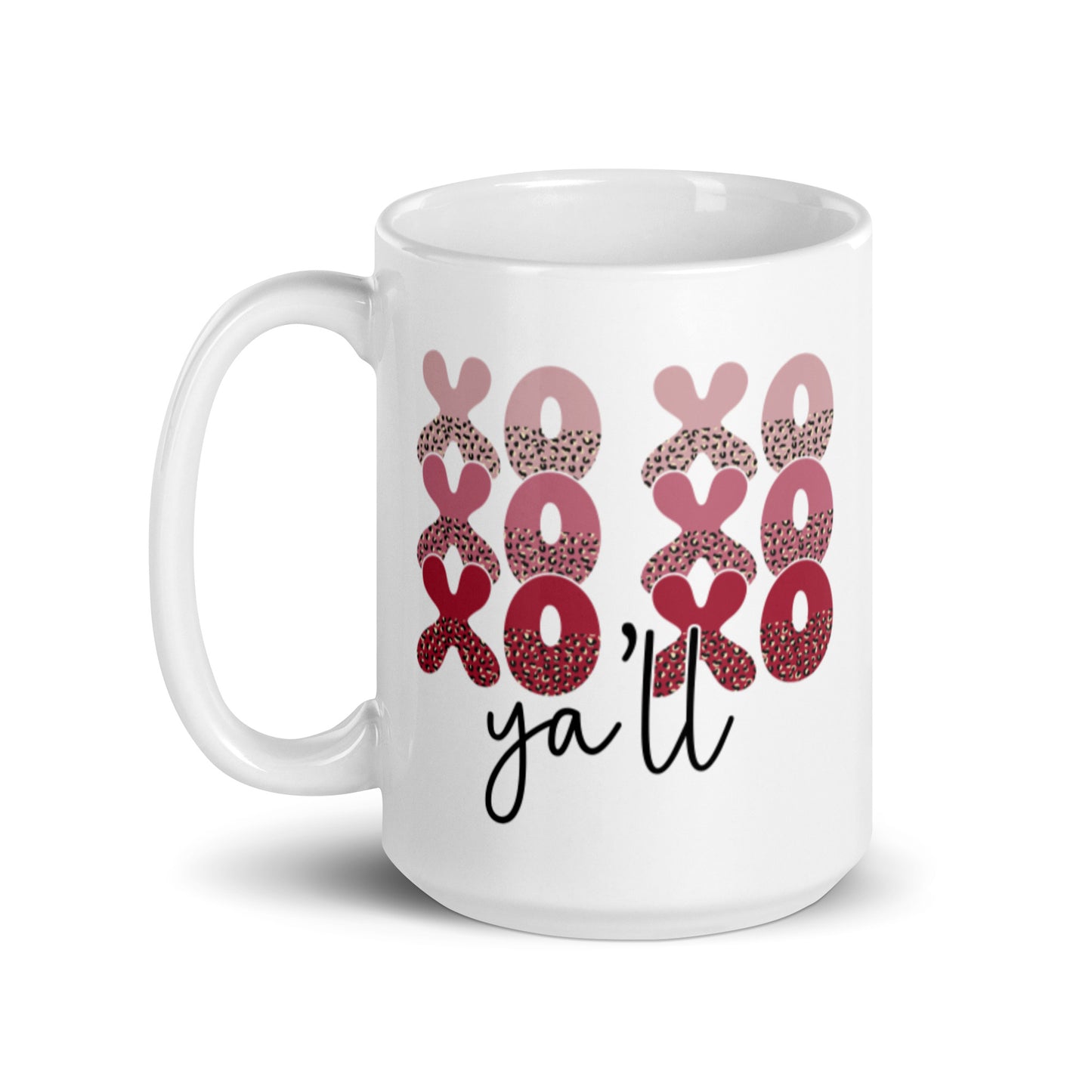 Hugs & Kisses Yall White glossy mug