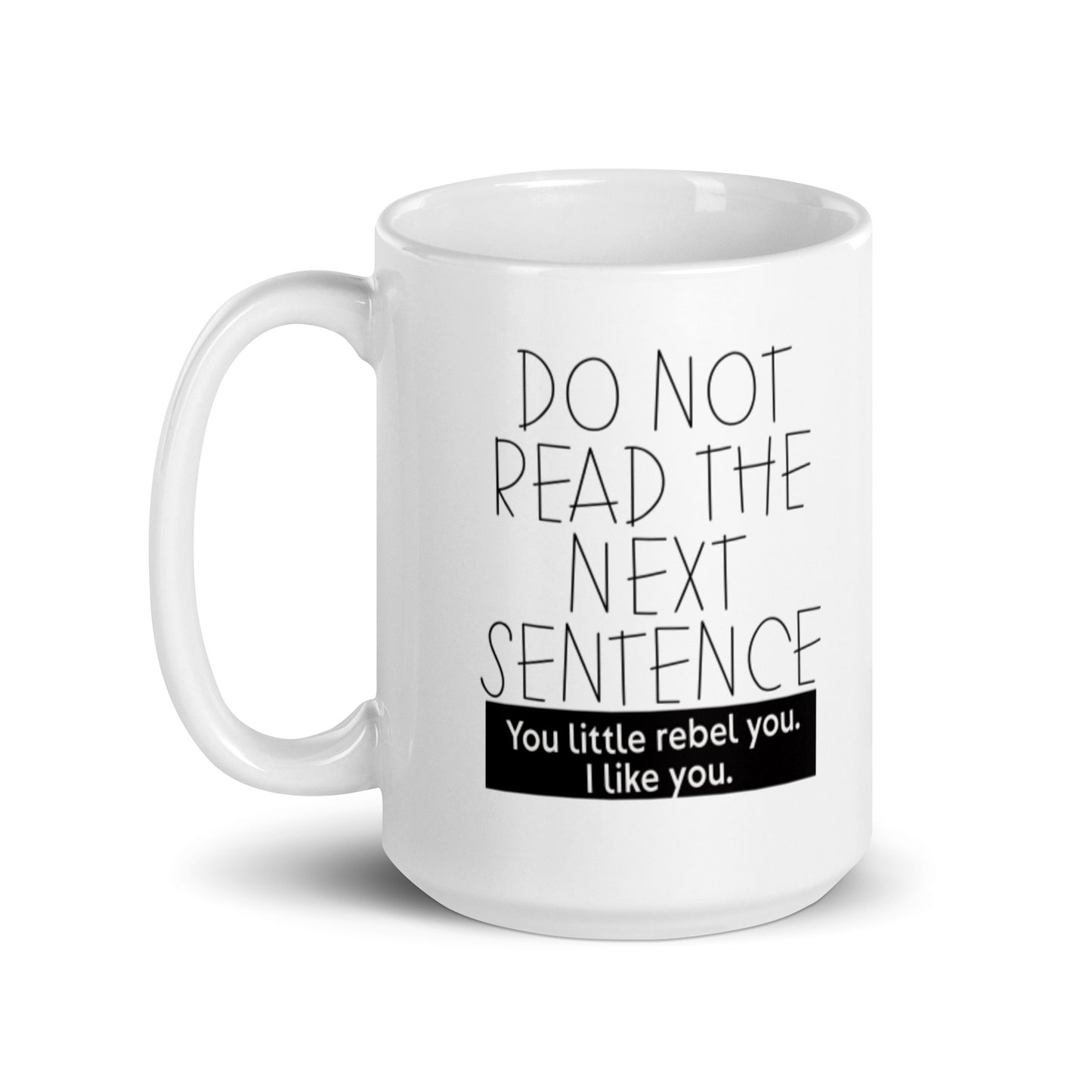 Do Not Read The NExt Sentence White glossy mug