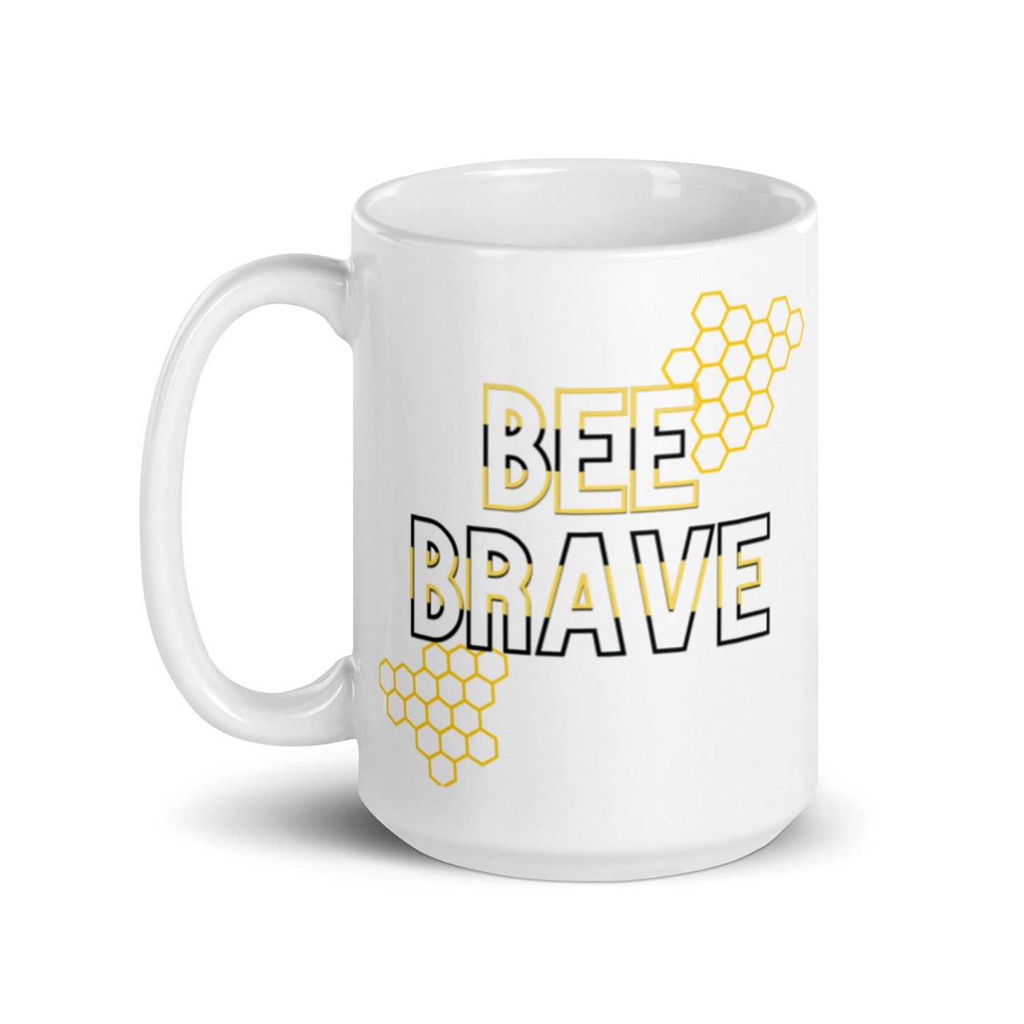 Bee Brave White glossy mug