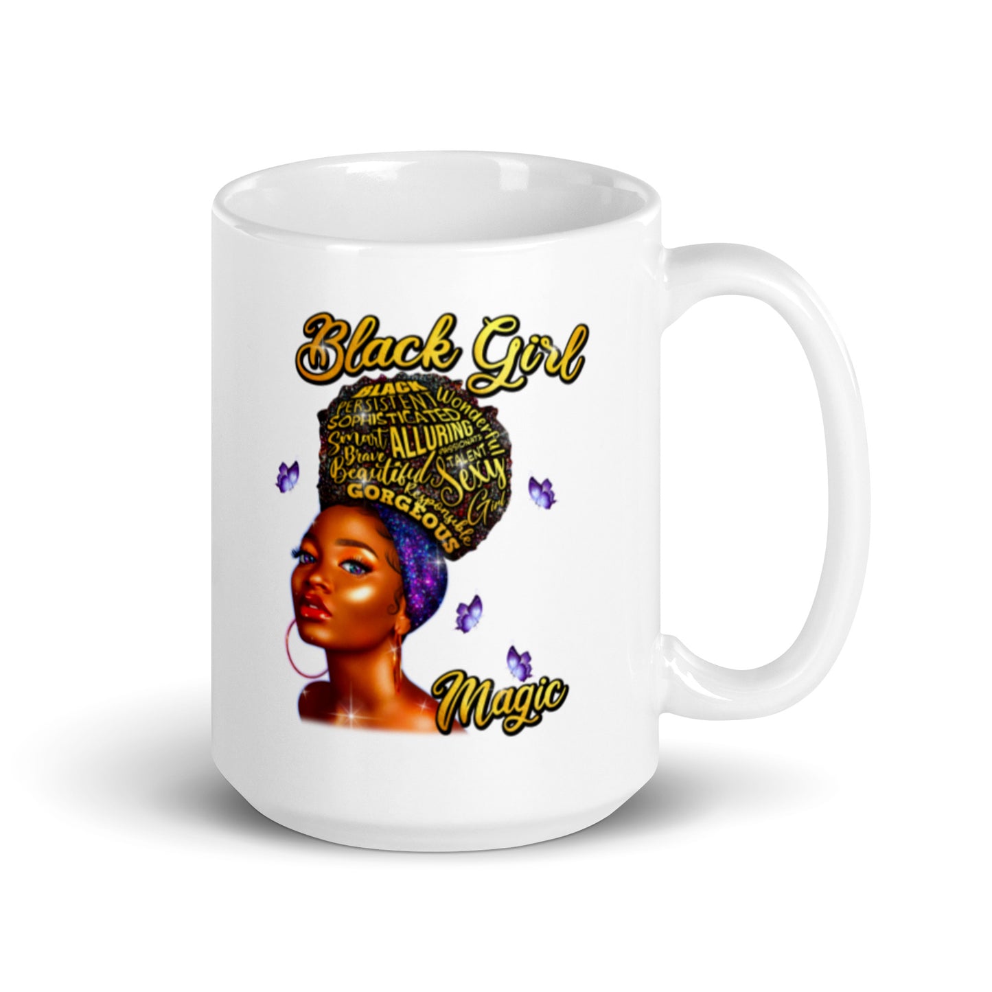 Black Girl Magic White glossy mug