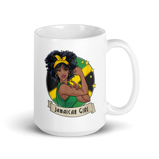 Jamaican Girl White glossy mug