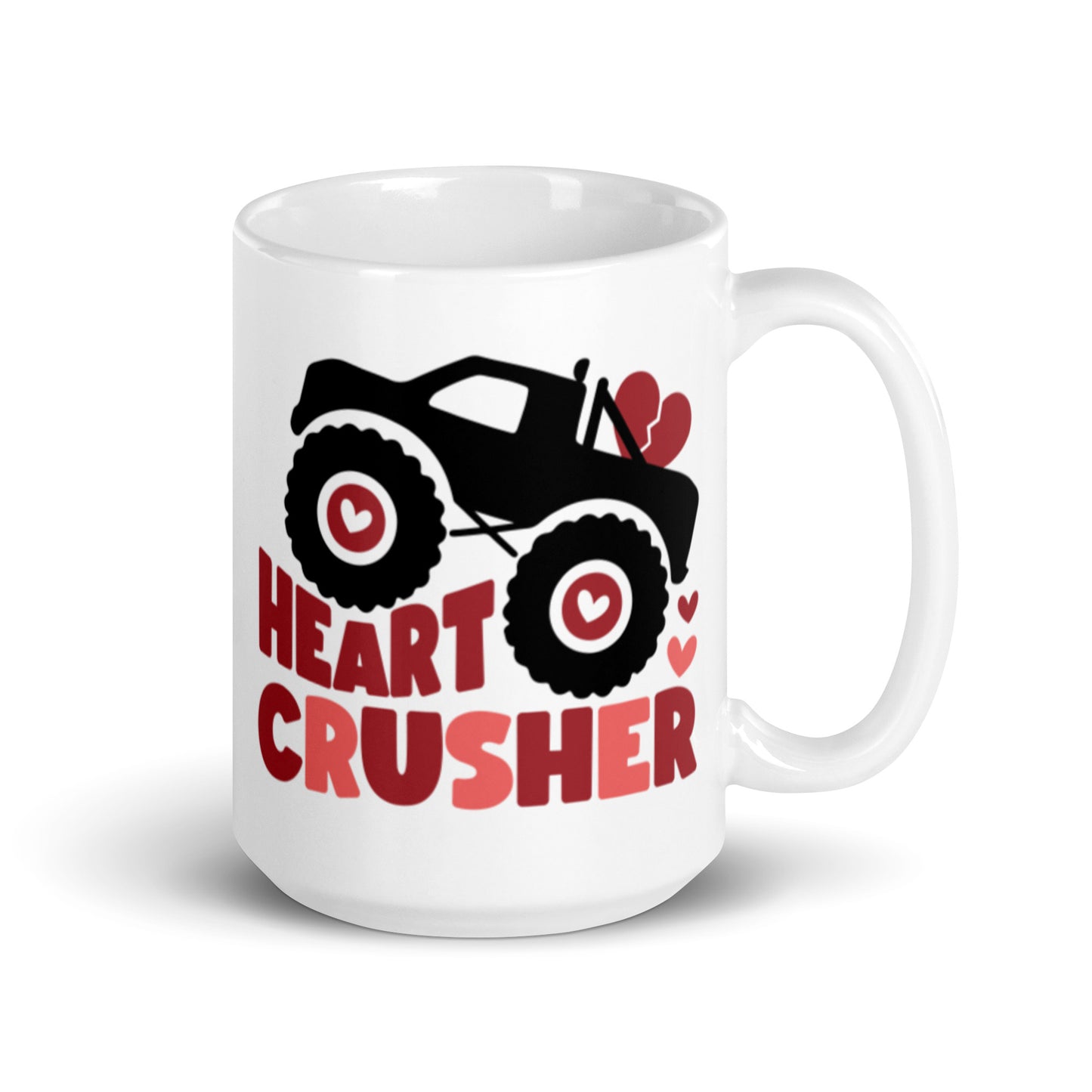 Heart Crusher White glossy mug