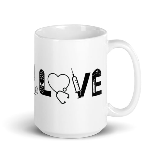 Love White glossy mug
