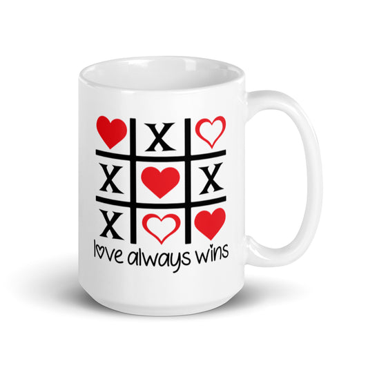 Love ALways Wins White glossy mug