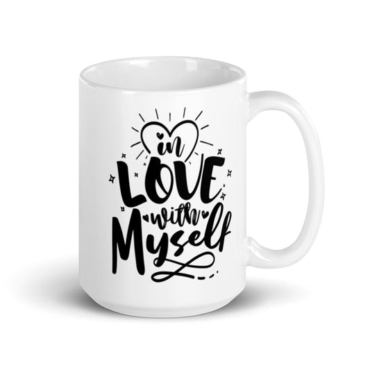 In Love With Myself White glossy mug